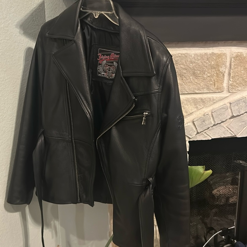 Black Leather Jacket Goth Black skull zipper